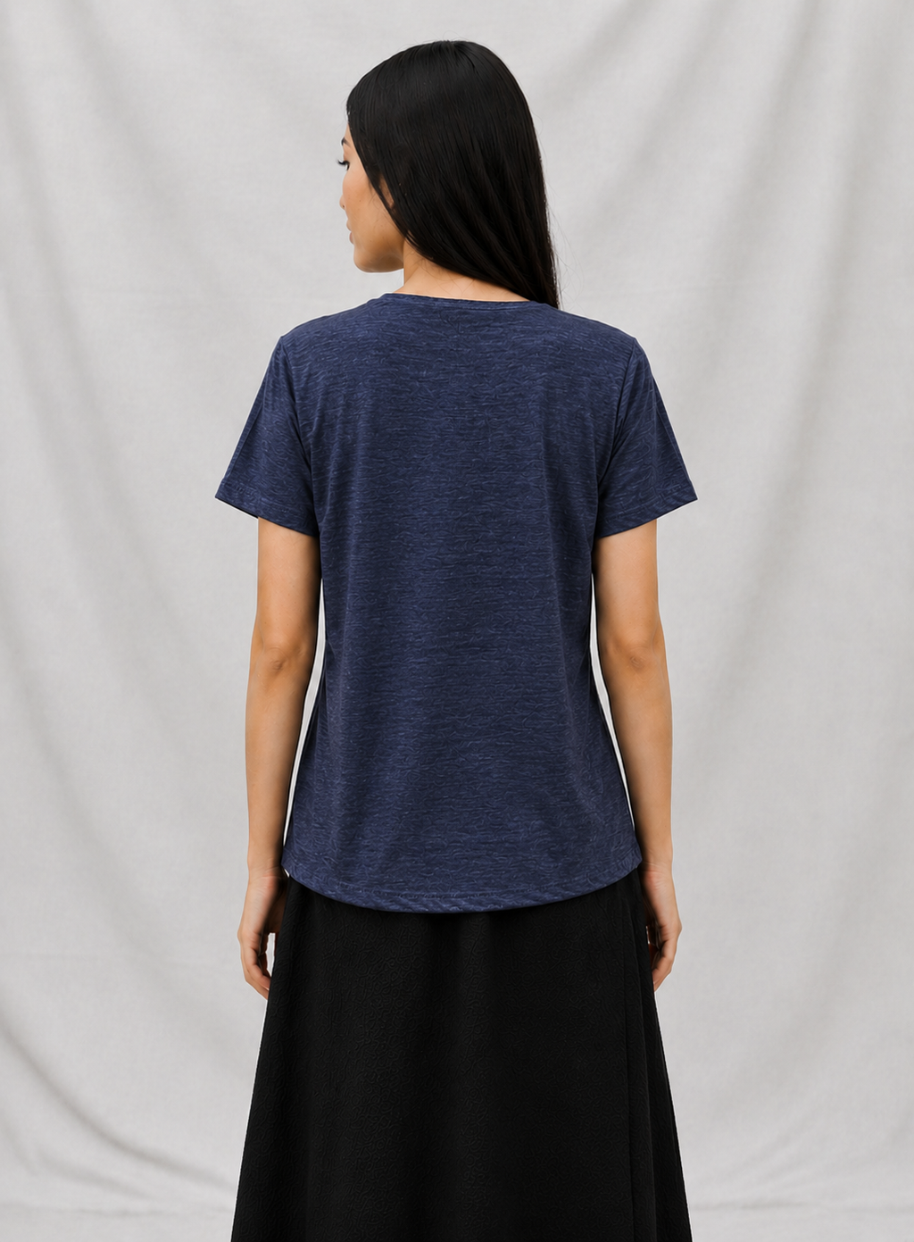 Eyelet Shoulder Split Neck Acid Wash Tee