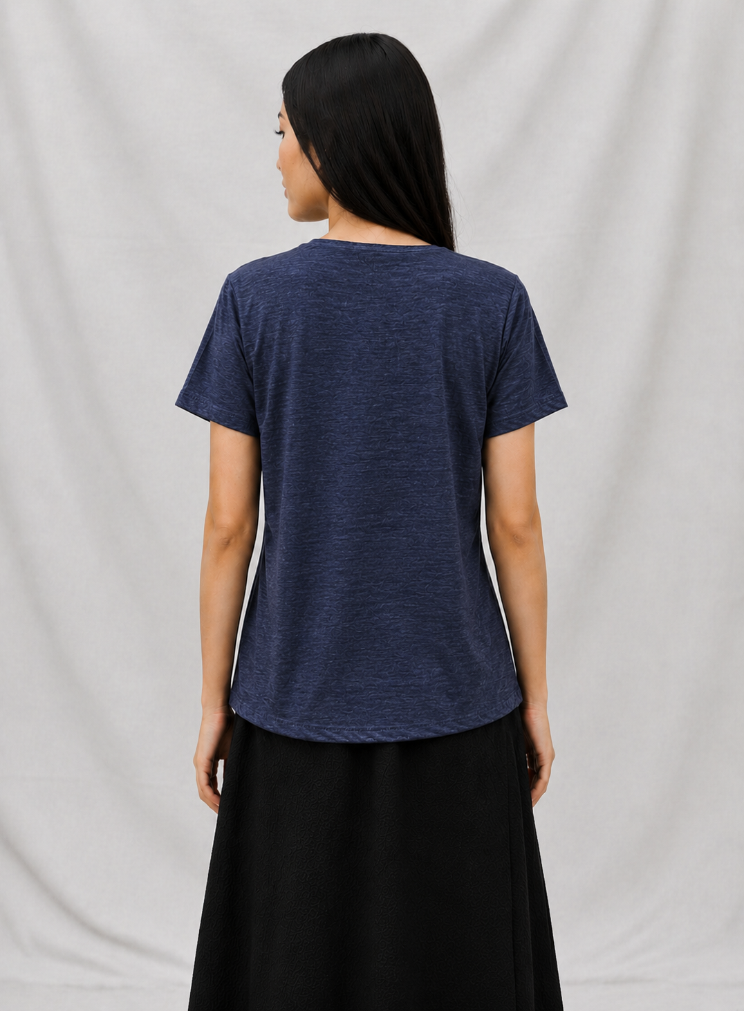 Eyelet Shoulder Split Neck Acid Wash Tee