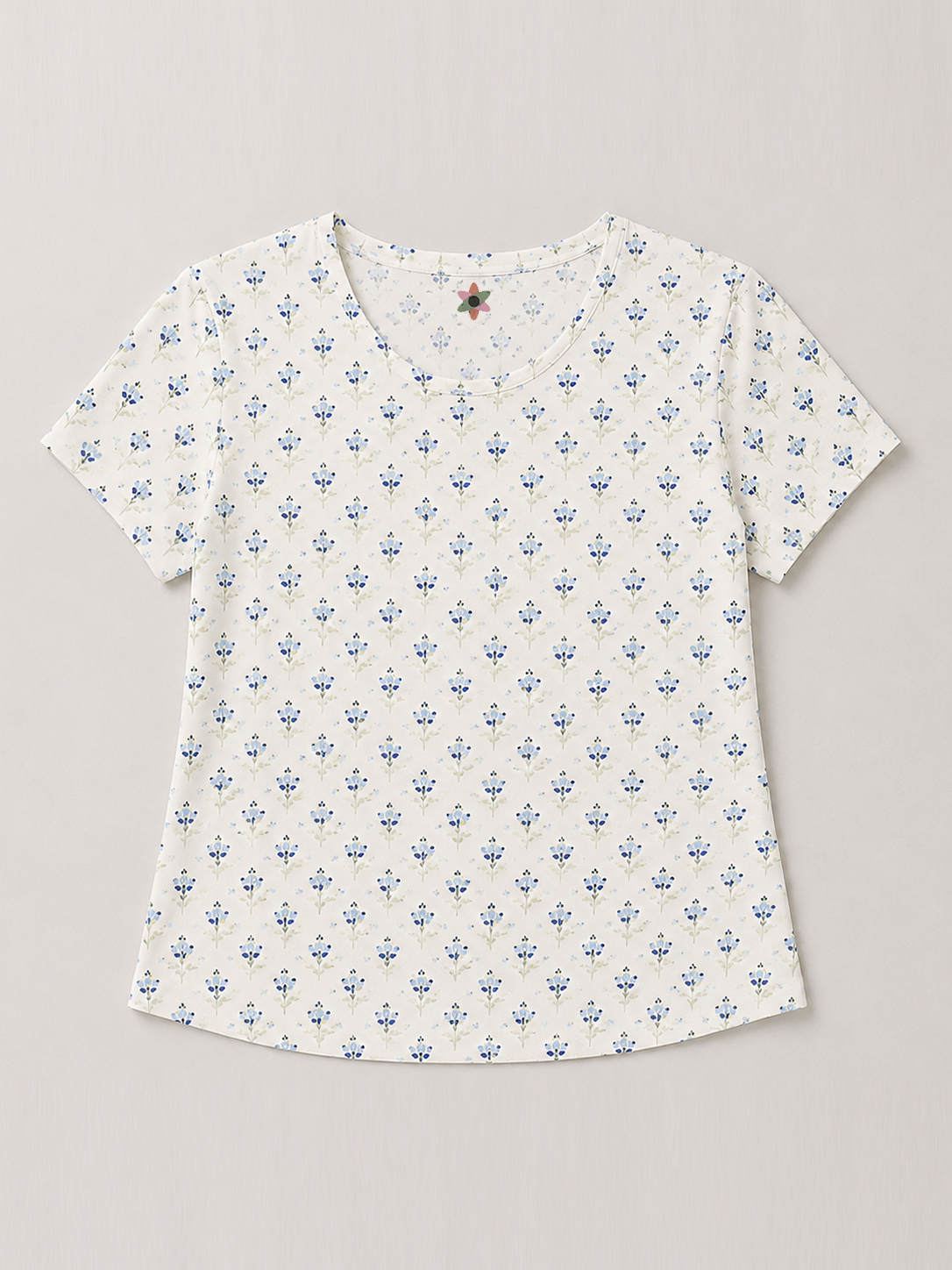 Fiorella * Block Print Scoop Neck Cap Sleeve Top
