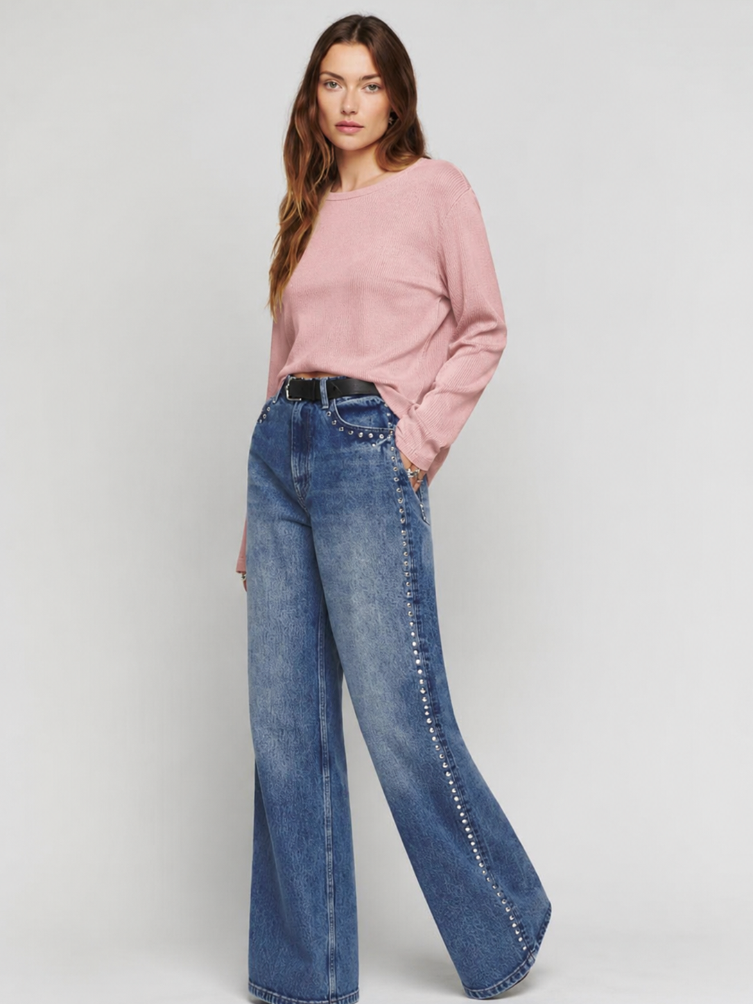 Relaxed Waffle Knit Long Sleeve Top