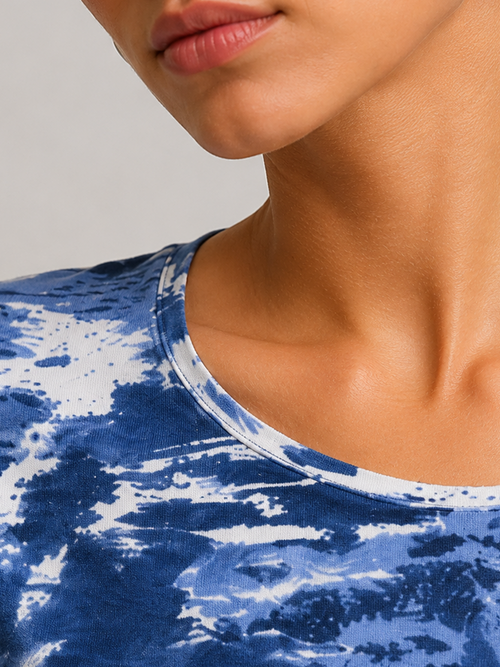 Abstract Watercolour Print Long Sleeve Fitted Top