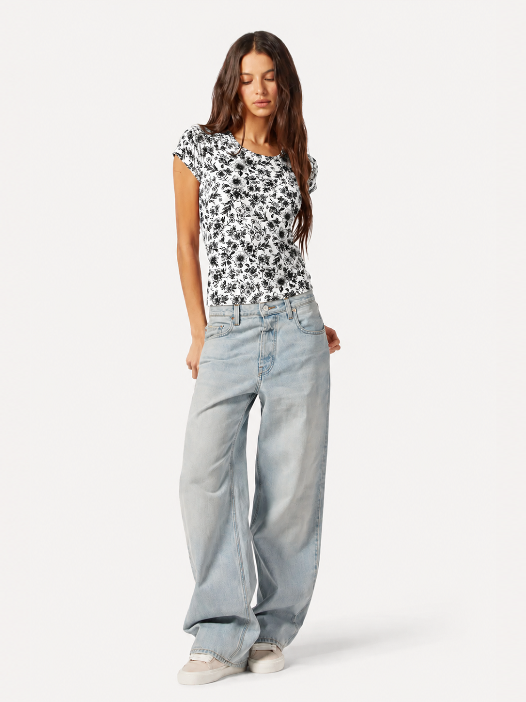 Botanical Sketch Floral Flutter Sleeve Top