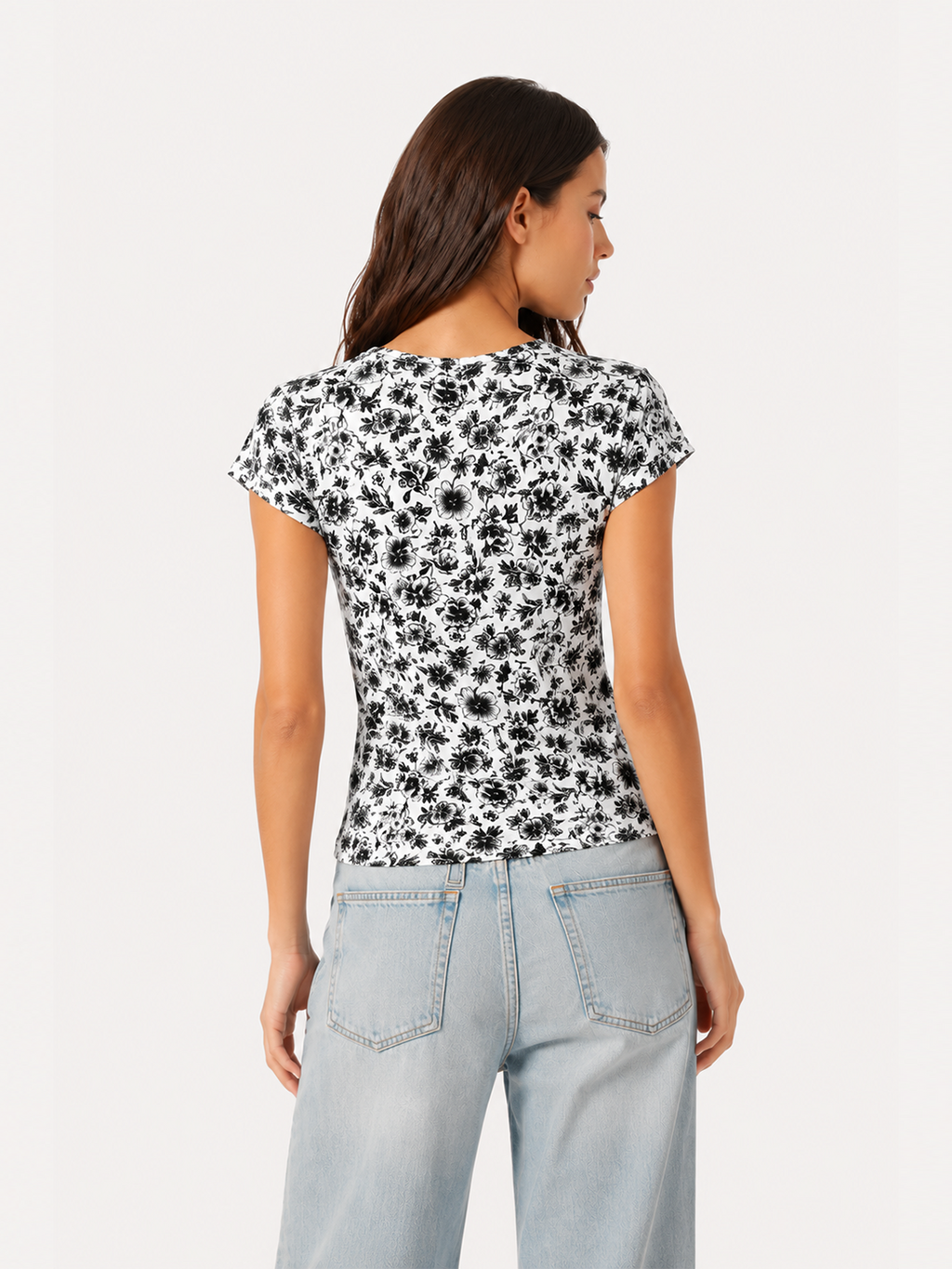 Botanical Sketch Floral Flutter Sleeve Top