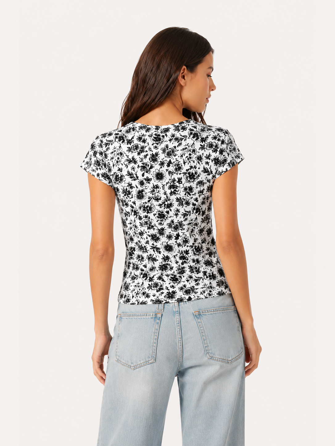 Botanical Sketch Floral Flutter Sleeve Top