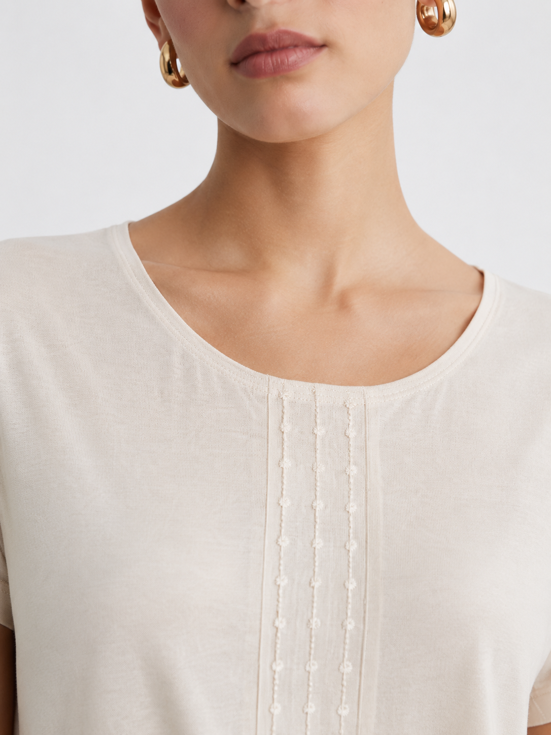 Dot Embroidery Cap Sleeve Top