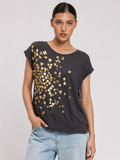 Gold Foil Scattered Hearts Top