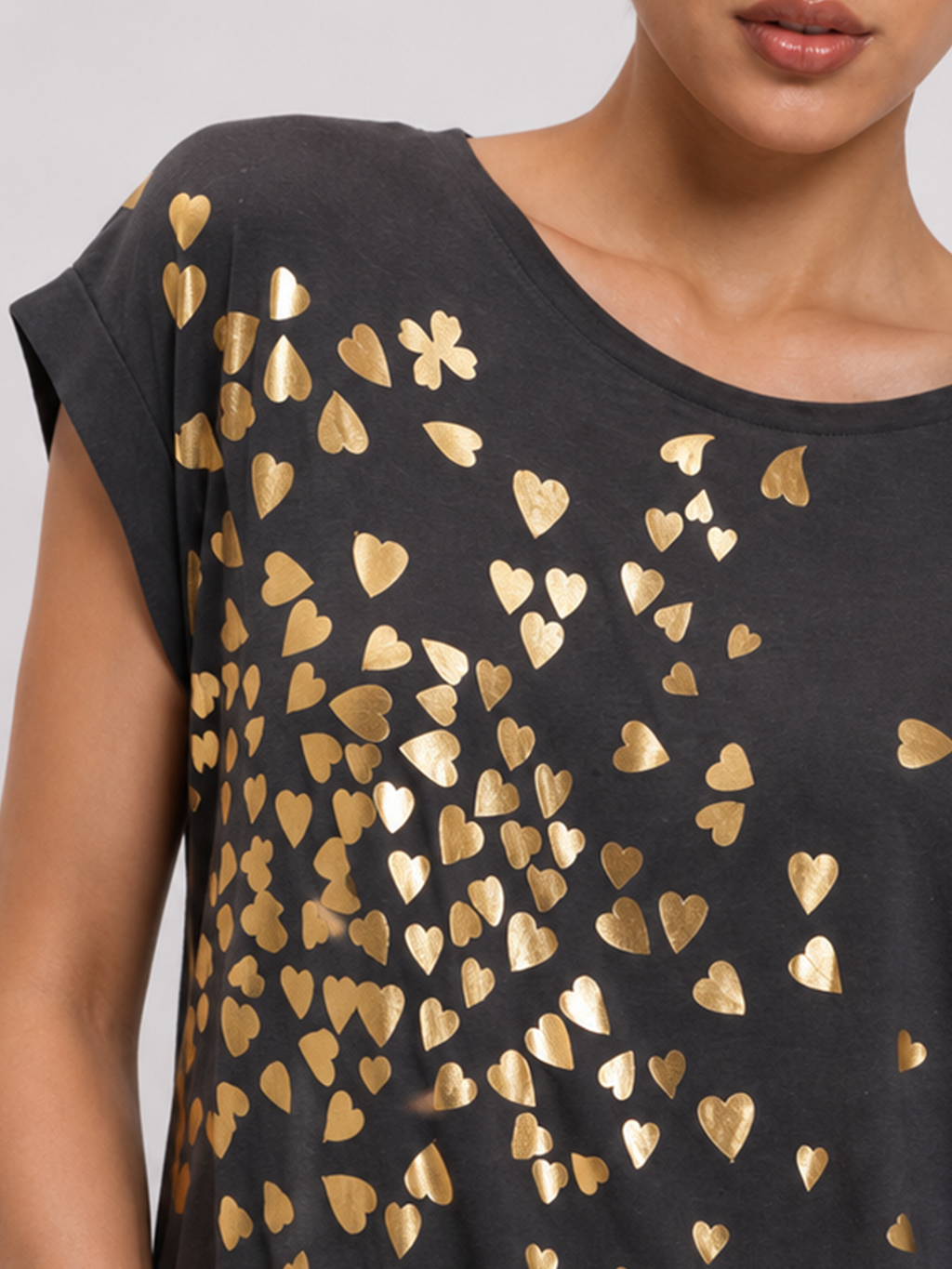 Gold Foil Scattered Hearts Top