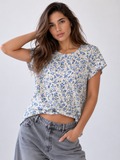 Ditsy Floral Print Cap Sleeve Tee