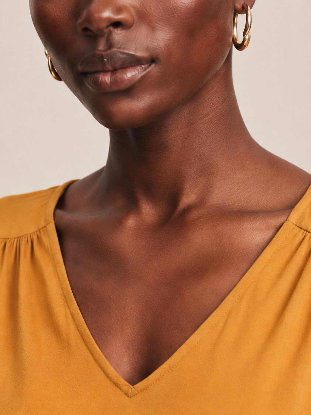 V-Neck Blouson Sleeve Jersey Top