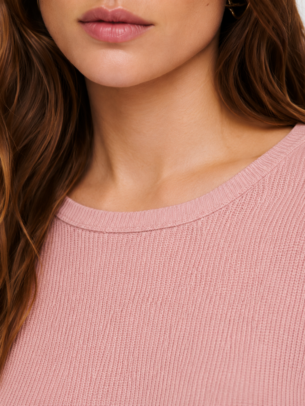 Relaxed Waffle Knit Long Sleeve Top