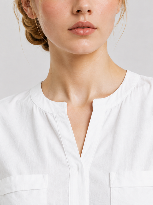 Blanche * Split Neck Dual Pocket Sleeveless Top